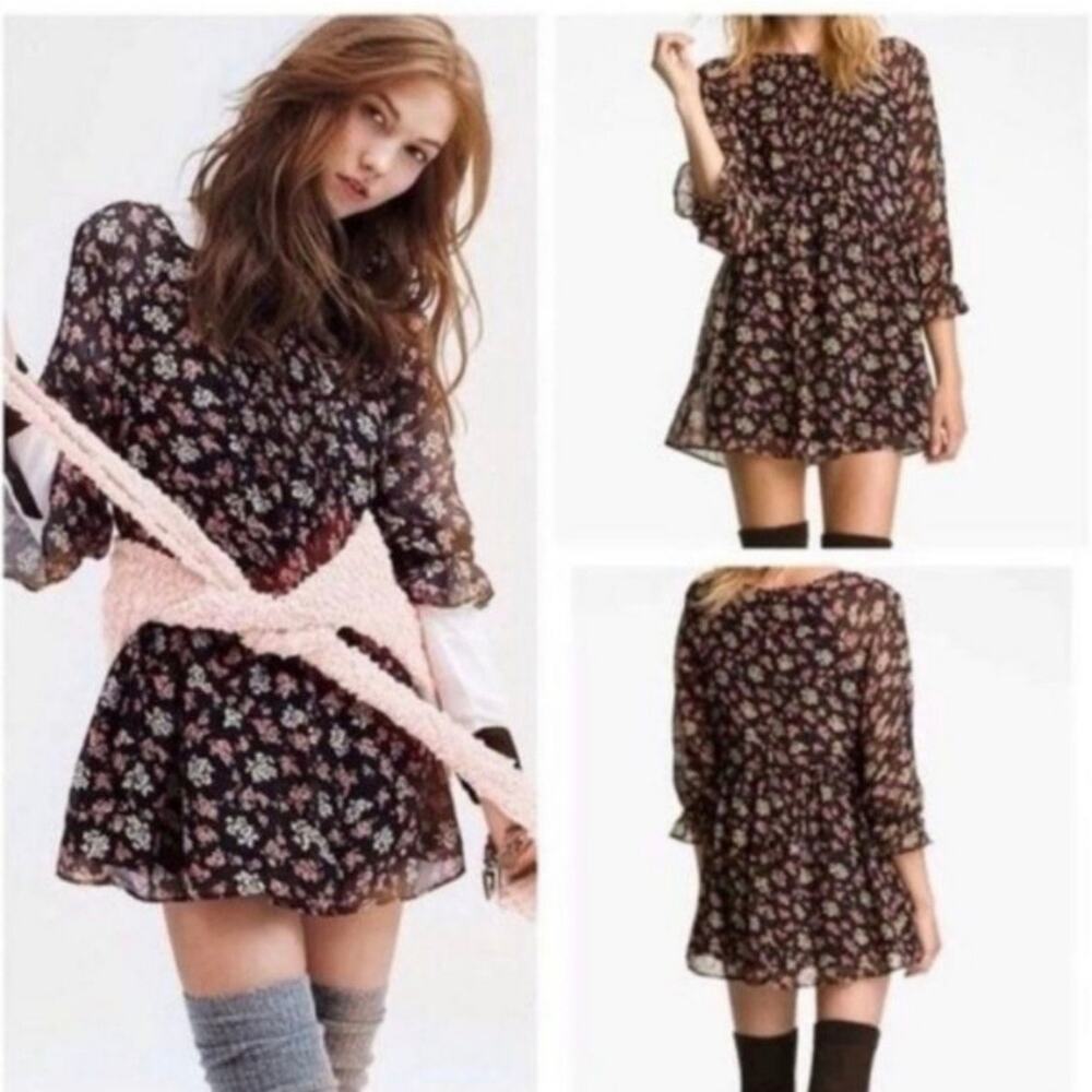 Free People Doll Pants Floral Chiffon Mini Dress / Tunic